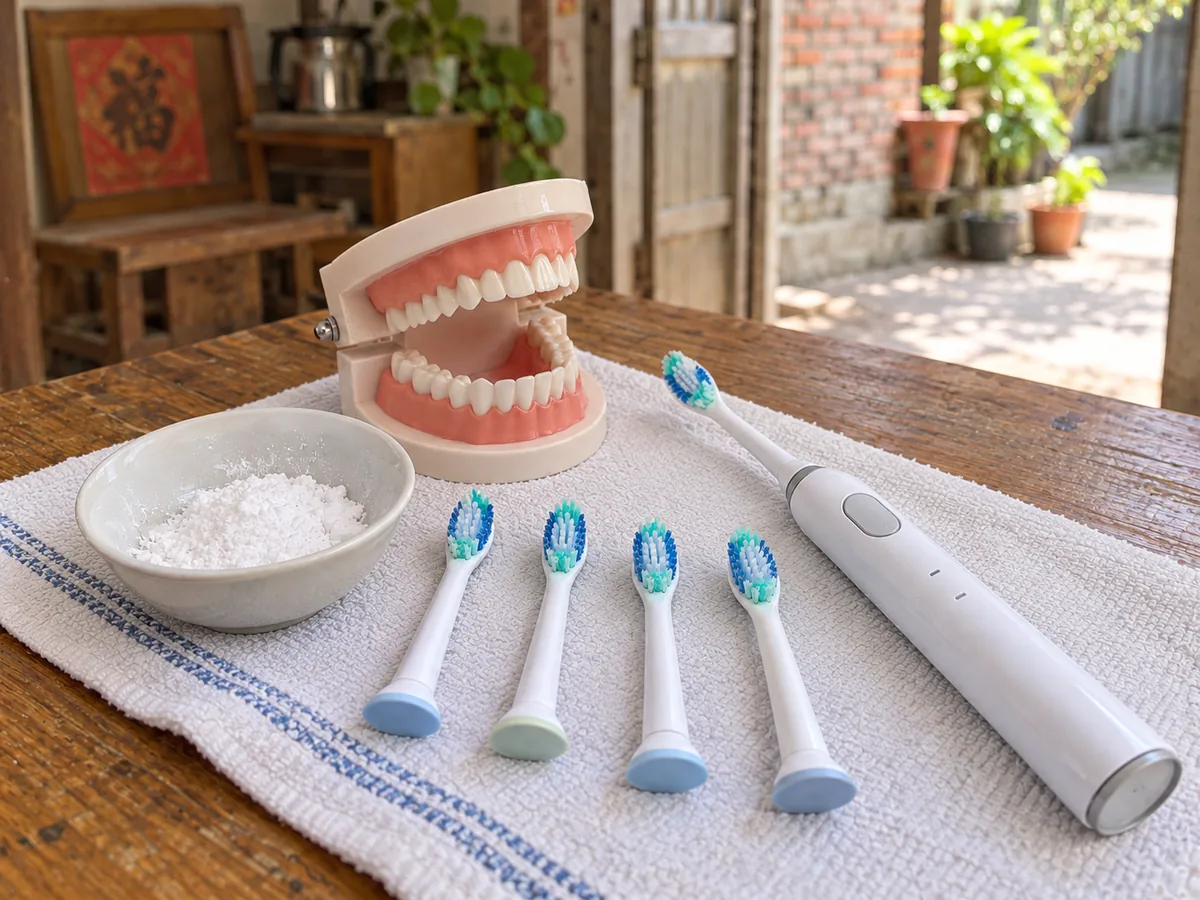 AI-generated illustration of a sonic brushing kit